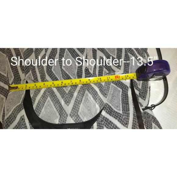 AB Studio Black & White Dress Womens Sz XL Belted Asymmetrical Bottom Chevron - Picture 10 of 16